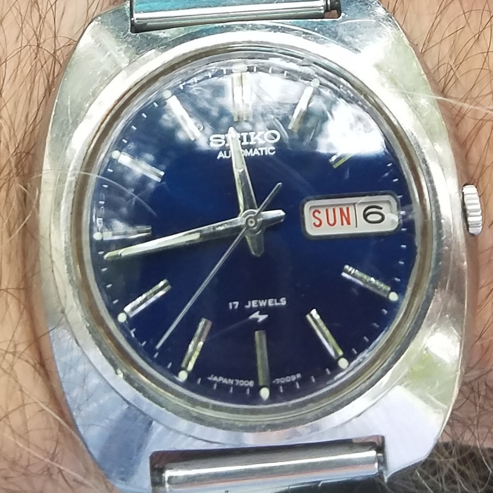 1971 Seiko Auto Blue dial 7009 vintage watch